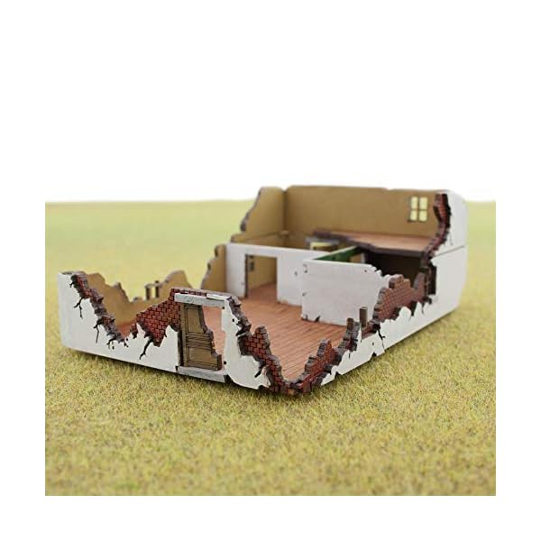 War World Gaming World at War Zerstörtes Haus 1 aus MDF 15mm Maßstab - WW1 WW2 Wargame Gelände Geländebau Gebäude… – Bild 3