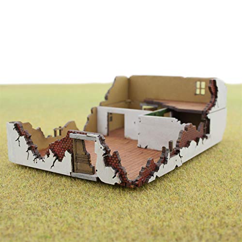 War World Gaming World at War Zerstörtes Haus 1 aus MDF 15mm Maßstab - WW1 WW2 Wargame Gelände Geländebau Gebäude… – Bild 3