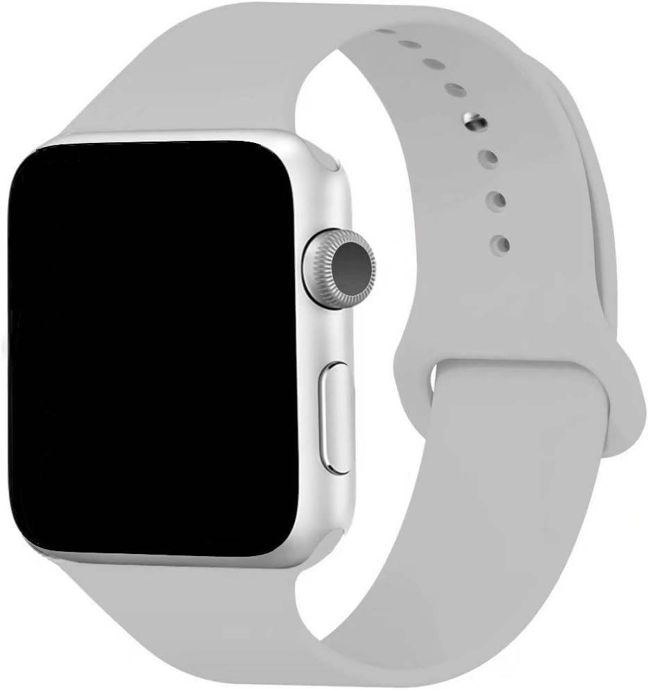 Yaber Soft Silicone Replacement Sport Band Compatible with Aple Watch 40MM 44MM 38MM 42MM All Models (Fog, 42MM/44MM S/M)