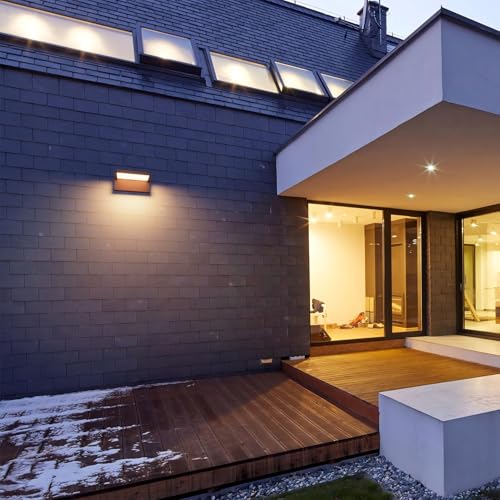 Klighten LED Wall Lamps Outdoor Indoor 24 W IP65, Adjustable Wall Lamp Modern Aluminium Wall Light for Entrance, Balcony, Gardens, Bronze, Warm White 2700K-3000K