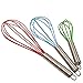 Vhabob Silicone Whisk, Balloon Whisk Set, Egg Frother, Milk and Egg Beater Blender,Stainless Steel & Silicone Kitchen Whisk for Blending, Whisking, Beating, Stirring, Set of 3, Red, Blue, Green