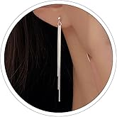 Silver Chain Earrings for Women Dangling Hypoallergenic Threaded Earrings for Women Dainty Tassel Earring Silvery Long Earring
