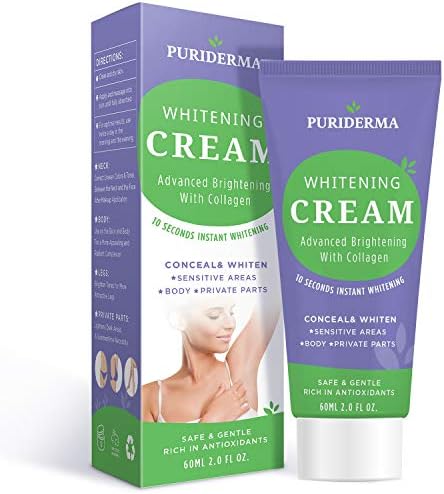 Puriderma All-Body Whitening Cream, Advanced Brightening With Collagen, Whitens and Lightens Discolored and Damaged Skin - for Underarm, Legs, Knees, Bikini Line