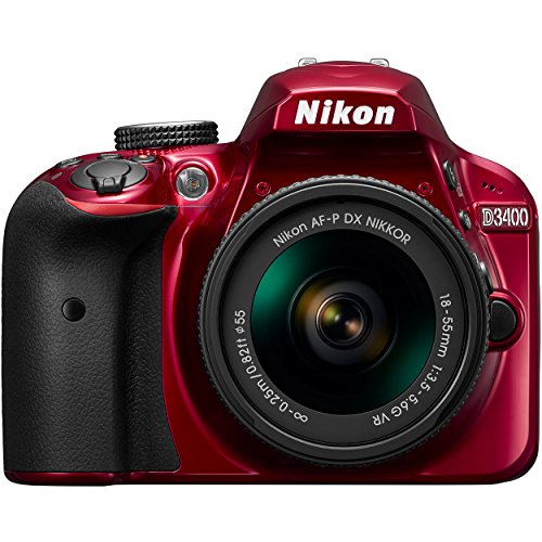 Nikon D3400 24.2MP DSLR Camera w/AF-P 18-55 VR & 70-300mm Dual Lens Accessory Bundle - (Certified Refurbished) (Red) - Nikon