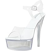 Fantoesay Women's Clear Sexy High Heeled Platform Sandals-Stiletto Heels Casual Dance Party Sandals