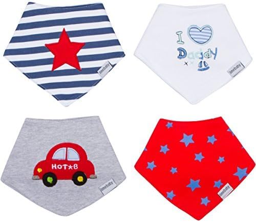 Baby Bandana Drool Bibs with Adjustable Snaps - 4-Pack - Made with Soft, High Quality Absorbent Cotton - Teething Bib for Infants &amp; Toddlers - Unisex (For Boys &amp; Girls)