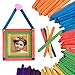 200 Pcs 4.5 Inch Colored Popsicle Sticks Wood Craft Sticks Natural Wood Sticks for DIY Crafts Creative Designs