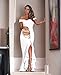 PRETTYGARDE Womens Off Shoulder Flouncing Mermaid Formal Prom Gowns High Low Party Dress White X_Large