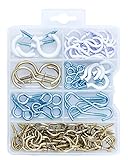 90 Pieces, Cup Hooks, and Screw Eye Assortment Kit, Ceiling Hook, Brass Plated and Vinyl Coated Cup Hooks, for Mobiles, Cups, Wind Chimes, Lanterns and More To Hang On The Wall or Ceiling.