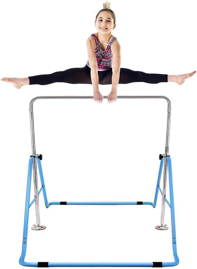 EOSAGA Expandable Gymnastics Bars Junior Training Folding Bar for Kids, Adjustable Height Gymnastic Horizontal Bars Monkey Bar Children Practice Climbing Tower Kip Balance Bar