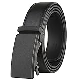 Men's Leather Belt-Ratchet Dress Belt with Automatic Buckle (Alloy Buckle # 1302)