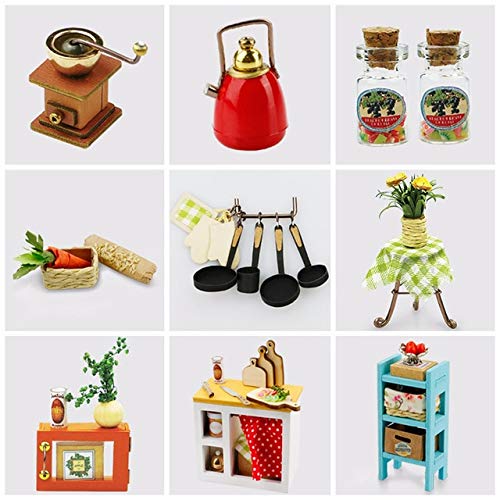 DishyKooker DIY Doll House Miniature Dollhouse with Furnitures Wooden House Toys Manual Assembly Model for Children Jason's Kitchen DG105#E Show - Thumbnail 5