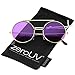 zeroUV - Mid Size Flip-Up Colored Lens Round Django Sunglasses 49mm (Gold/Purple)