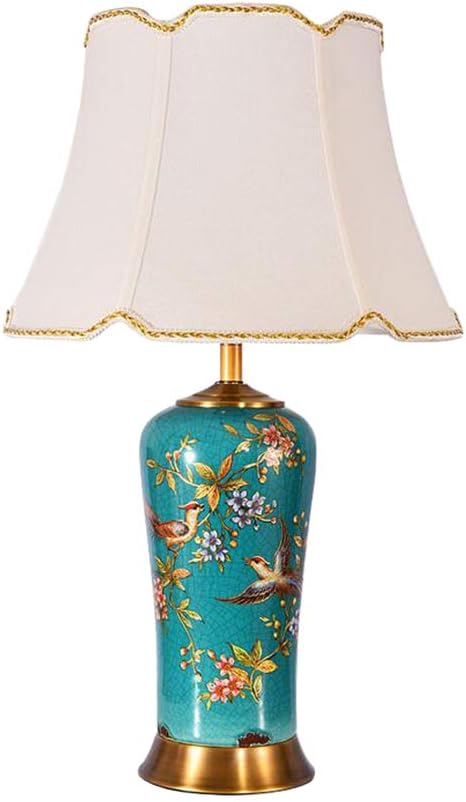 HHQ American hand-painted ceramic table lamp copper household living room lamp
