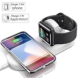 Apple Watch Charger,Qi Wireless Fast Charger,NOIHK Wireless Charger Charging Pad for iPhone 8/8 Plus/X and Apple Watch Series 2/3,Ultra-thin 2in1 Apple Charging Pad Stand for Samsung Qi-Enabled Device