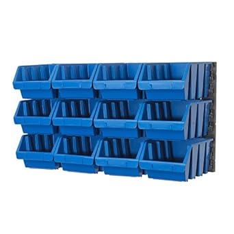 14 teiliges Wandregal Lagerregal Regale inkl. Stapelboxen Gr. 3 blau