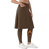 beroy Women's Knee Length Skirt with Fleece Full Leggings Athletic Tennis Skorts Modest Skirted Legging Pockets
