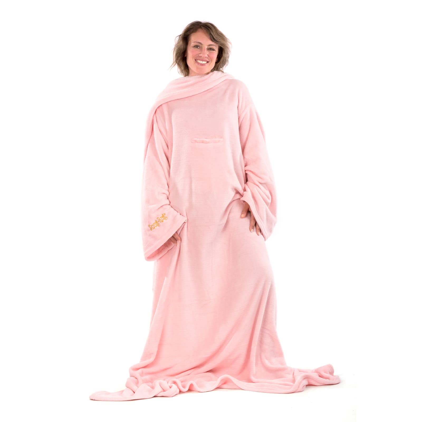 Snug Rug Pink Quartz DELUXE Blanket With Sleeves GENUINE SnugRug Sleeved Blankets | 260gsm Luxury Cosy Super Soft Coral Fleece Soft Fabric Long Oversized Sleeves Pouch Pocket Adults Size