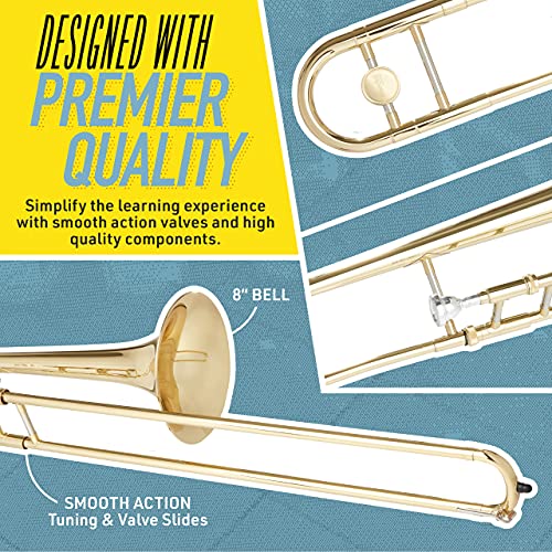 Mendini by Cecilio Trombone Kit Bb Tenor Brass Instruments for Kids