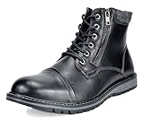Bruno Marc Men's Apache-03 Black Faux Fur Lined Motocycle Combat Oxford Ankle Boots Size 10 M US