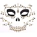 4 Pack Day Of The Dead Skull Temporary Rhinestone Face Tattoo,Face Stickers Gems Jewels for Halloween
