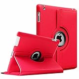 Fintie Rotating Case for iPad 4 / 3 / 2 - 360 Degree Rotating Smart Stand Protective Cover with Auto Wake/Sleep for iPad 4th Gen with Retina Display, iPad 3 & iPad 2,  Red