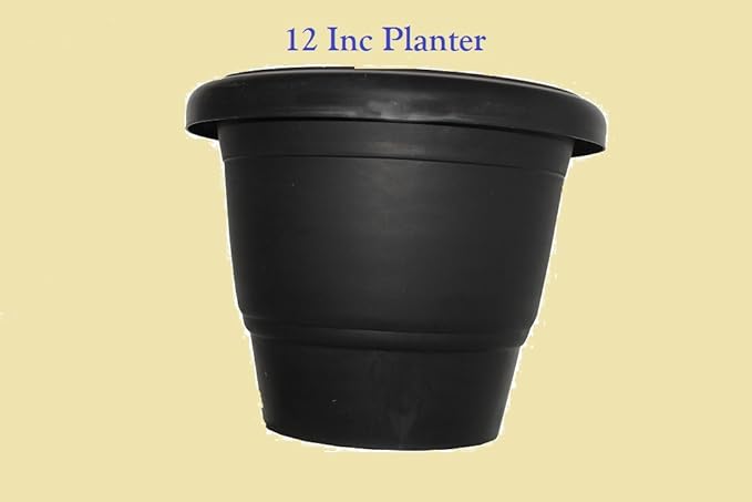 First Smart Deal Plastic Round Pot (12-inch, Black, Pack of 5)
