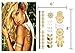 Metallic Temporary Tattoos - Waterproof Nontoxic 150+ Designs 10 Large Sheets Flash Fake Tattoos Stickers in Gold, Rose Gold & Silver, Gold101