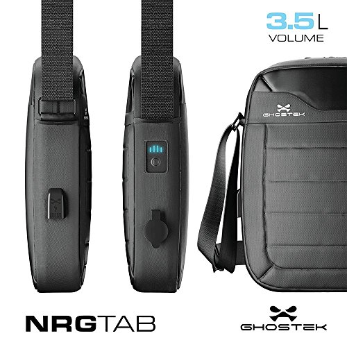 Ghostek NRGtab Series Best 10.1” Tablet Bag Carrying Travel Shoulder Business School + 16000mAh Battery with Power LED Indicator + 3 USB Ports | Water Resistant | iPad, Galaxy Tab, Amazon Fire (Black) - Thumbnail 2