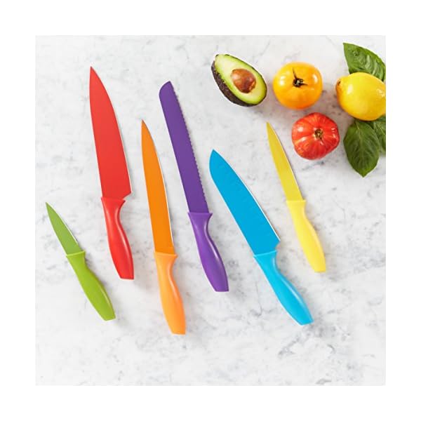 Amazon Basics 12Piece ColorCoded Kitchen Knife Set, 6 Knives with 6