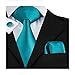 Hi-Tie Mens Solid Color Tie Handkerchief Cufflinks set Woven silk Wedding Tie