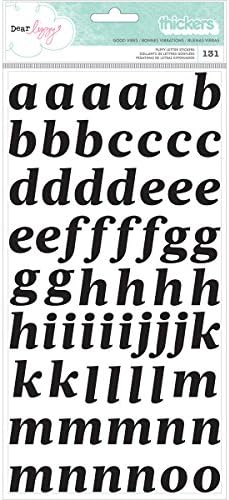 Dear Lizzy Saturday Thickers Alpha Stickers 5.5"X11" 2/Pkg-Good Vibes/Black Puffy