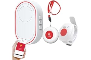 Topvico WiFi Caregiver Pager Call Button for Elderly, Senior Fall Alert Devices, Wireless Nurse Help SOS Panic Bracelet , Tuya Smart APP, Remote Patients Call System for Home, 5 Levels Volume