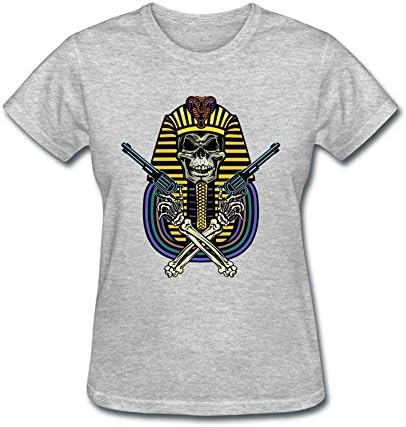 Wanenkser Pharaoh Skull With Gun Art T Shirt For Women