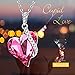 Menton Ezil Love Heart Pendant Necklace Made with Pink Rose Swrovski Crystals Gifts for Her Woman Fashion Jewelry