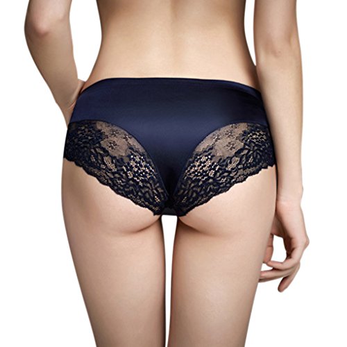 FakeFace Sexy Women Lace Seamless Panties Cheeky Hipster Underwear Briefs Navy