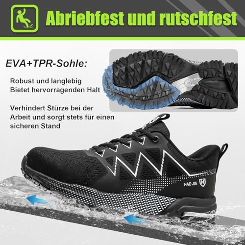Safety Shoes for Men Women Non-Slip Work Sneakers Lightweight Comfortable Breathable Safety Footwear with Steel Toe