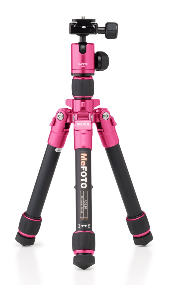 MeFOTO DayTrip Compact Tripod Kit with 2 Section Aluminium Legs - Hot Pink