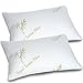 Bamboo Pillows for Sleeping Set of 2 - Standard Queen Size - Adjustable Loft Cool Shredded Memory Foam Bed Pillow - Cooling Hypoallergenic Luxury Cover - Comfort for Back Side and Stomach Sleeper (2)