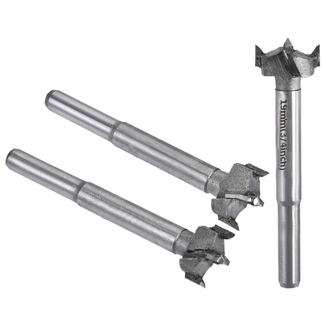 MACHSWON 3 PCS Forstner Drill Bits Tungsten Carbide Wood Hole Saw Opener Drill Bit 17mm+18mm+19mm Woodworking Drilling Boring Bit Cutter