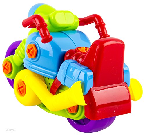WolVol Take-A-Part Motorcycle Toy - Put Together Motorbike Construction Toys w/ Building Tools - Fun Motor Skill & STEM Learning Play Set for Kids - Thumbnail 3
