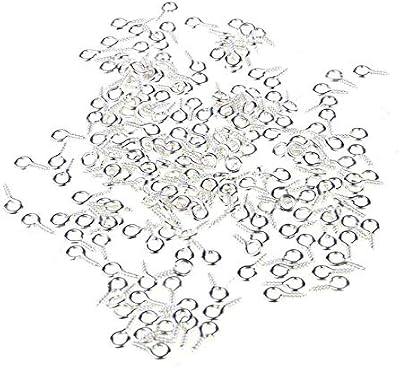 Angel Malone 100pcs Mini Eye Pins Eyepins Hooks Eyelets 8mm x 4mm Silver