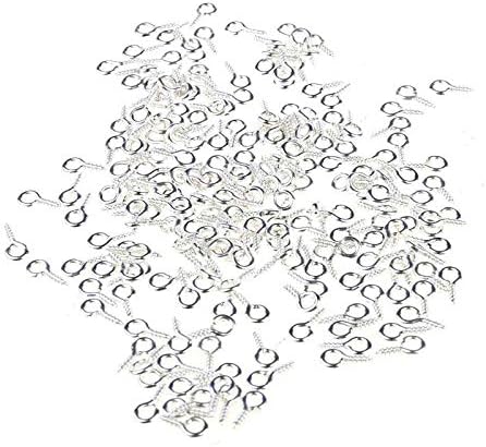 Angel Malone 100pcs Mini Eye Pins Eyepins Hooks Eyelets 8mm x 4mm Silver