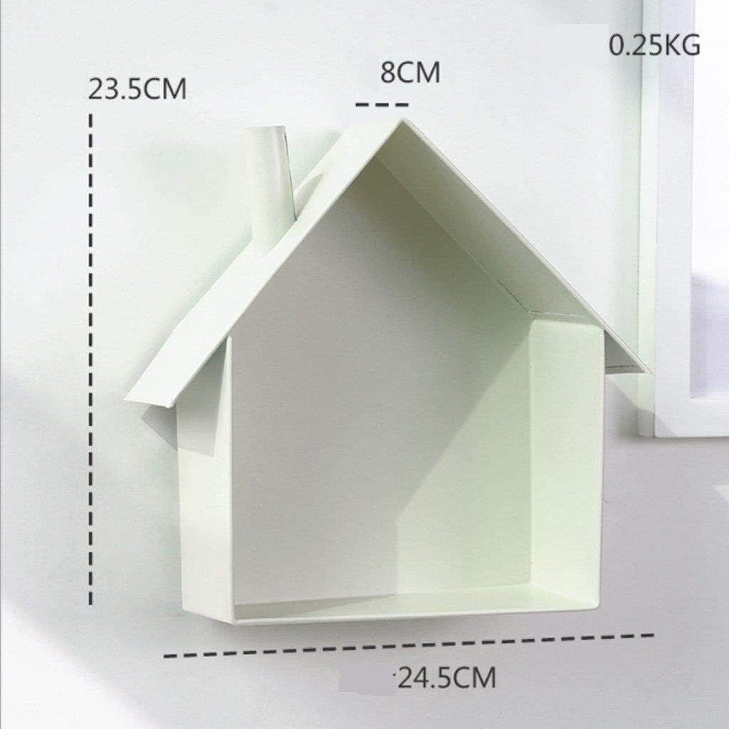 Iron House Shaped Wall Floating Shelves Display Rack Mail Box Holder White