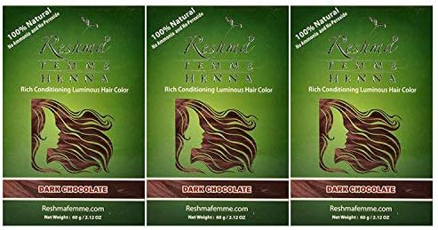 Reshma 100% Natural Henna Semi Permanent Hair Color 2.12oz (Dark Chocolate) (3-Pack)