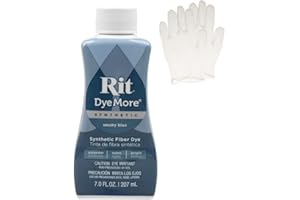 CRAFT COUNTY Rit DyeMore 7 Oz. Synthetic Liquid Fiber Dye with Plastic Gloves for Clothing, Décor, and Crafts – Smoky Blue (1 Pack)