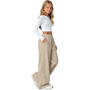 Wide Leg Sweatpants for Girls Drawstring Elastic Waist Sweat Pants Kids Y2K Cute Baggy Joggers Back to School Clothes