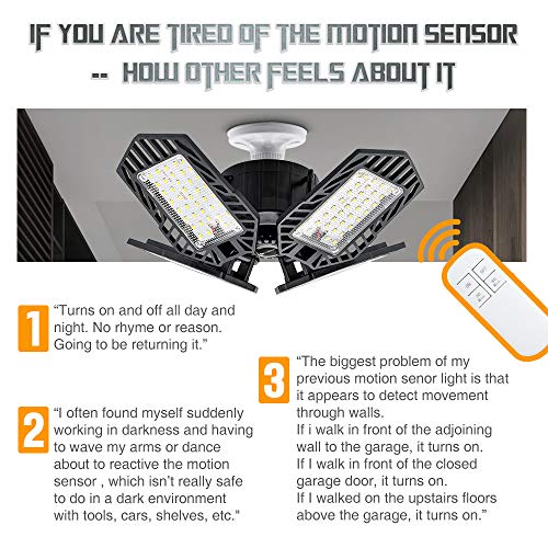 100W Remote-Control-Garage-Lights-Ceiling-LED, Timer Deformable LED Garage Light with 4 Aluminum Panels E26/E27 10000lm for Basement Workshop Laundry Room Garage