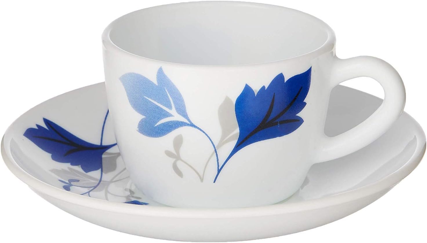 Larah by Borosil Opalware Glass Cup and Saucer Set, 12 Pcs Set (Ageria)