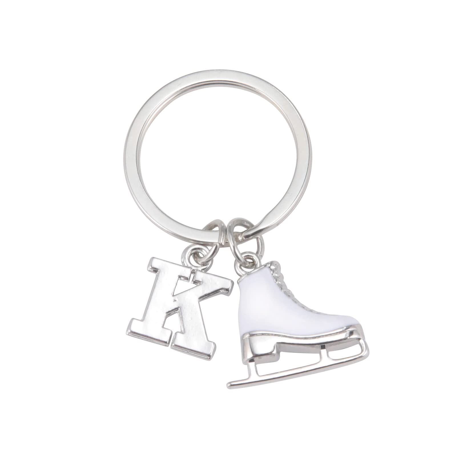 LIKGREAT Ice Skate Keychain Figure Skating Keychains Initial Ice Skating Charm Keyring Handbag Decoration, K, Medium — image 1